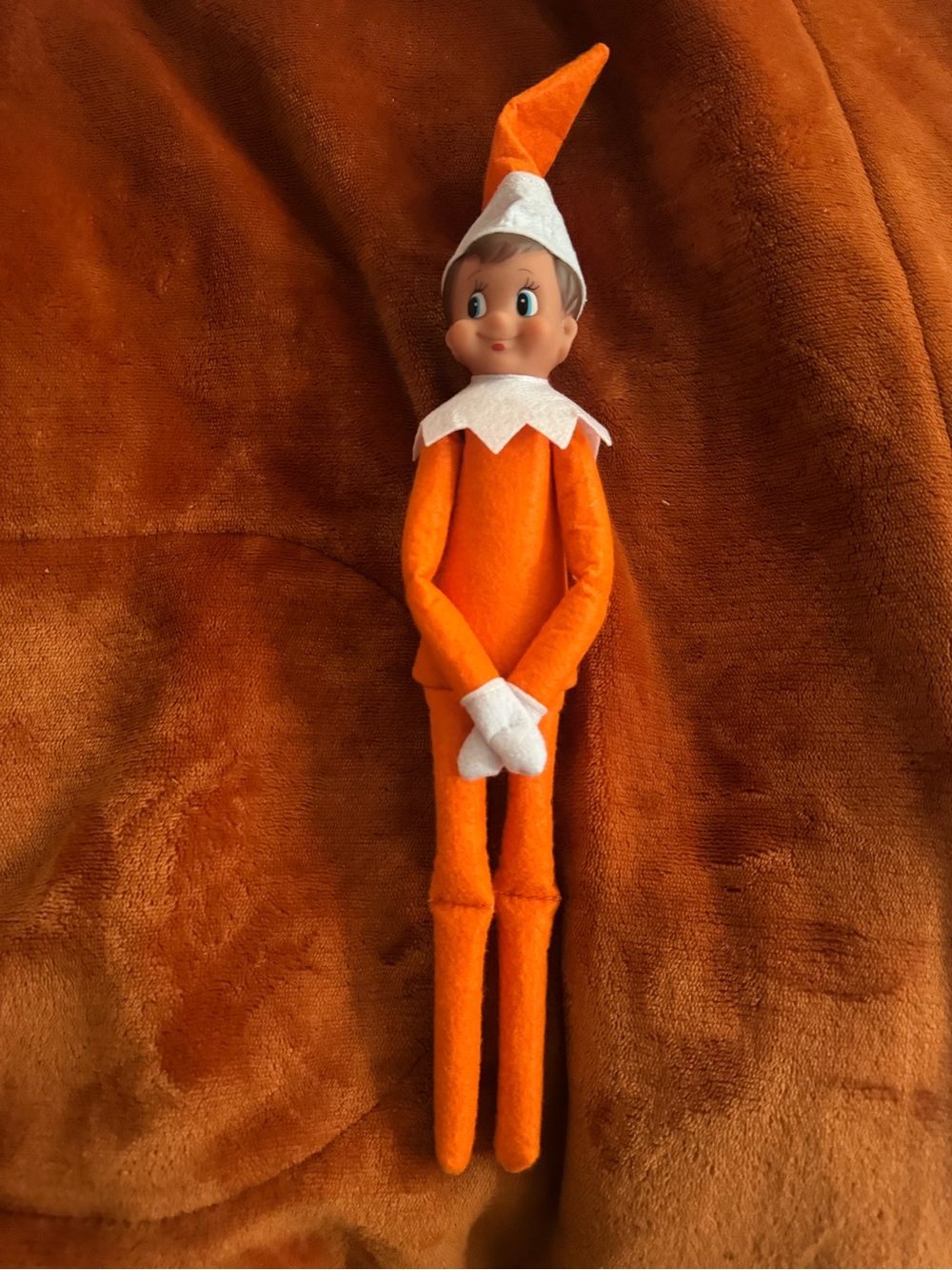 Orange Elf on the Shelf Plush Doll with White Accents
